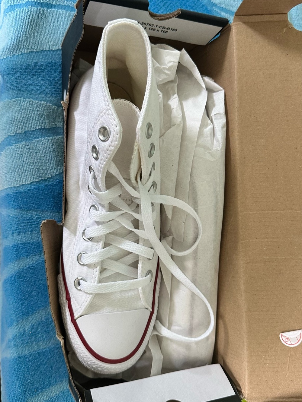 Converse White High-Top Sneakers with Red Trim brand new never worn still in box